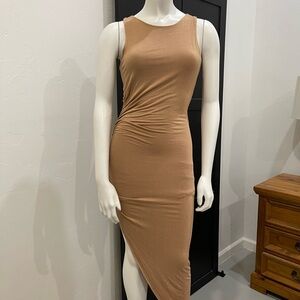 Active USA Asymmetrical Tan Midi Dress